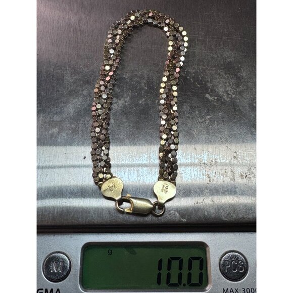 Estate Sterling Silver 925 Tri-Color Bead Multi-Strand Bracelet 7" Italy - Picture 8 of 8